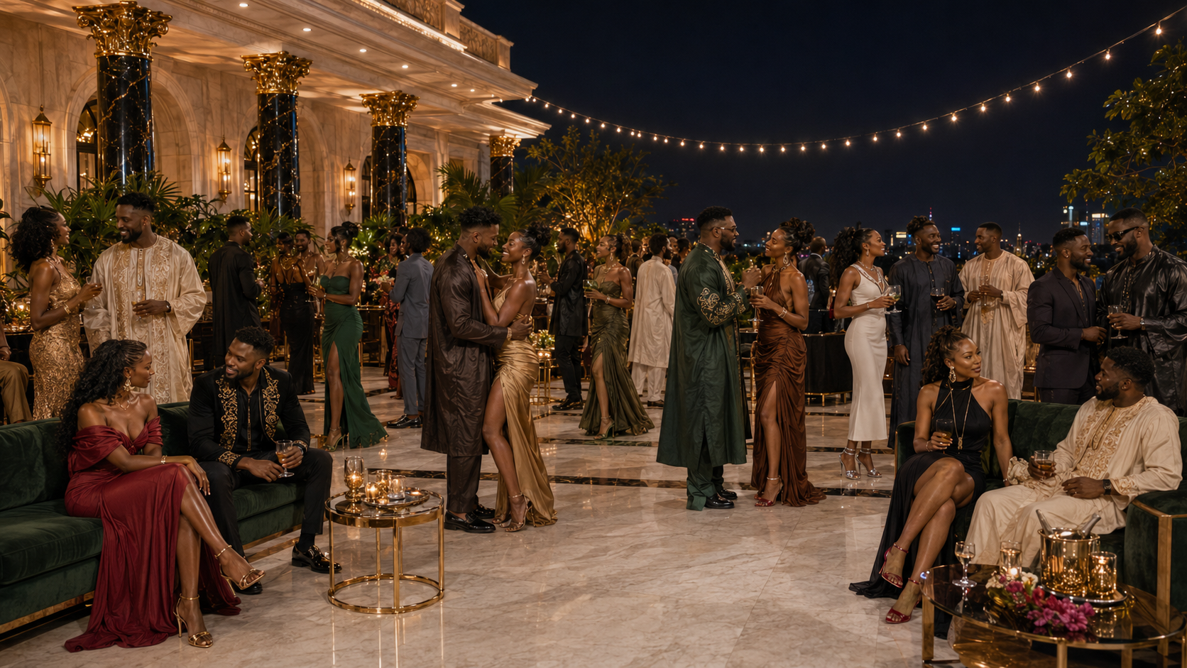 A refined gathering in an Accra evening setting